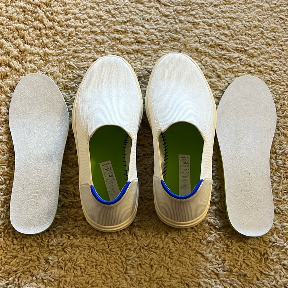 8.5 White Rothy’s City Slip on